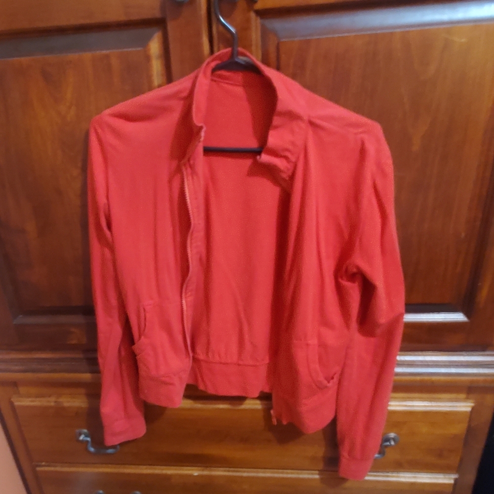 Thin red zipper sweater